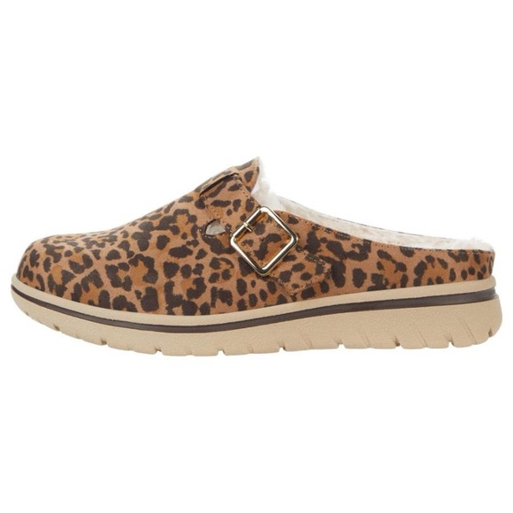 Cliffs by White Mountain Homey Leopard Print Buckle Detail Faux Fur Lined Mules - Picture 2 of 10